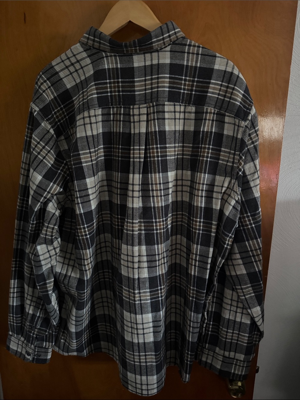 Eddie Bauer Flannel Shirt Mens 2XL Gray Plaid - Picture 4 of 4